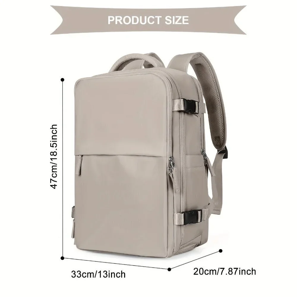 White Waterproof Travel Backpack 15” Laptop Carry-On USB Travel Bag